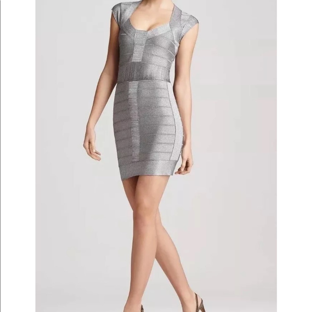 French connection metallic silver-gray dress size 2